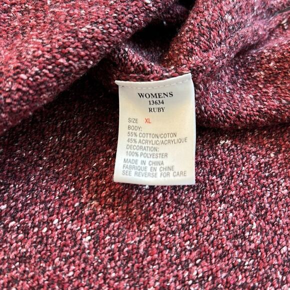 Woolrich Vintage Ruby Cotton Sweater Vest Full Zip Burgundy Christmas Scene XL - Picture 11 of 13